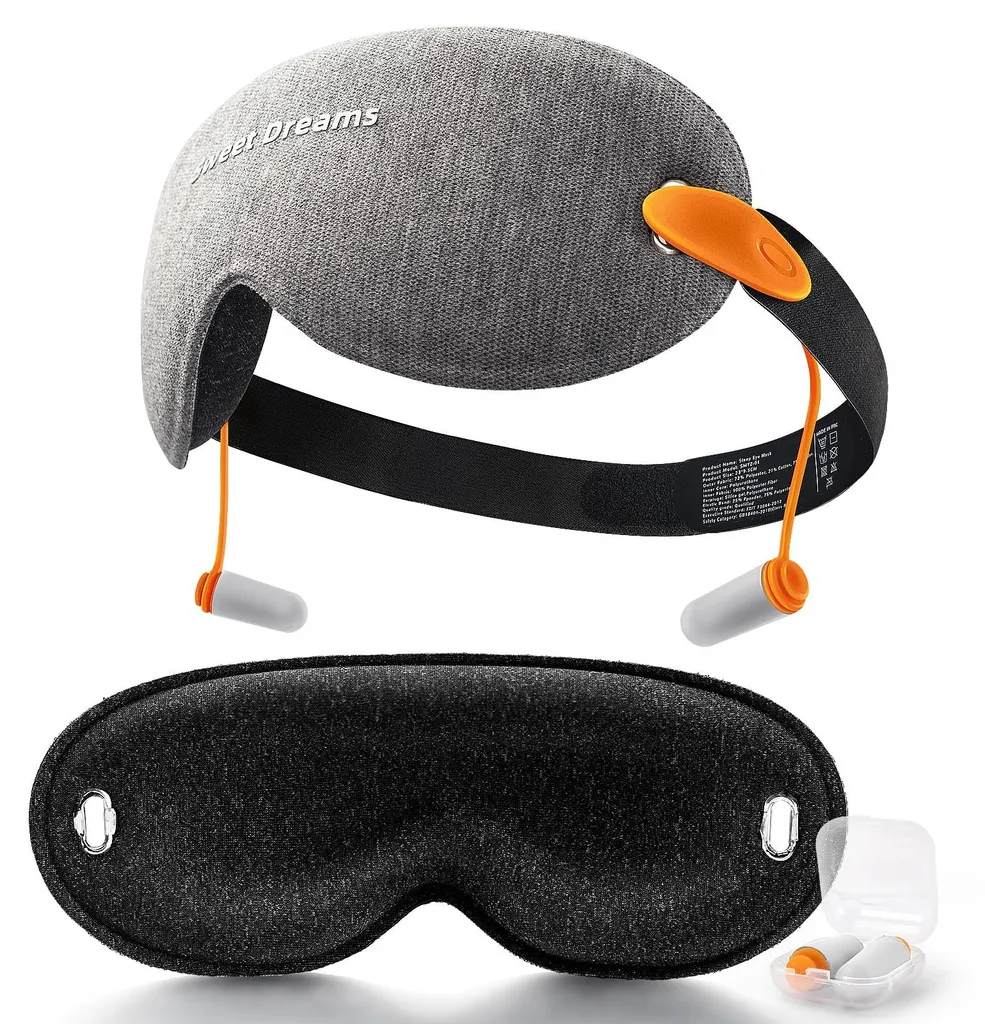 Masque de sommeil occultant avec bouchons d'oreilles 2-en-1 réglable