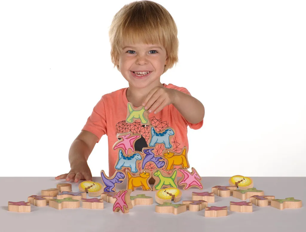Erzi Stapstausaurier XL Set de 48 Dinosaures en Bois de Hêtre Brut