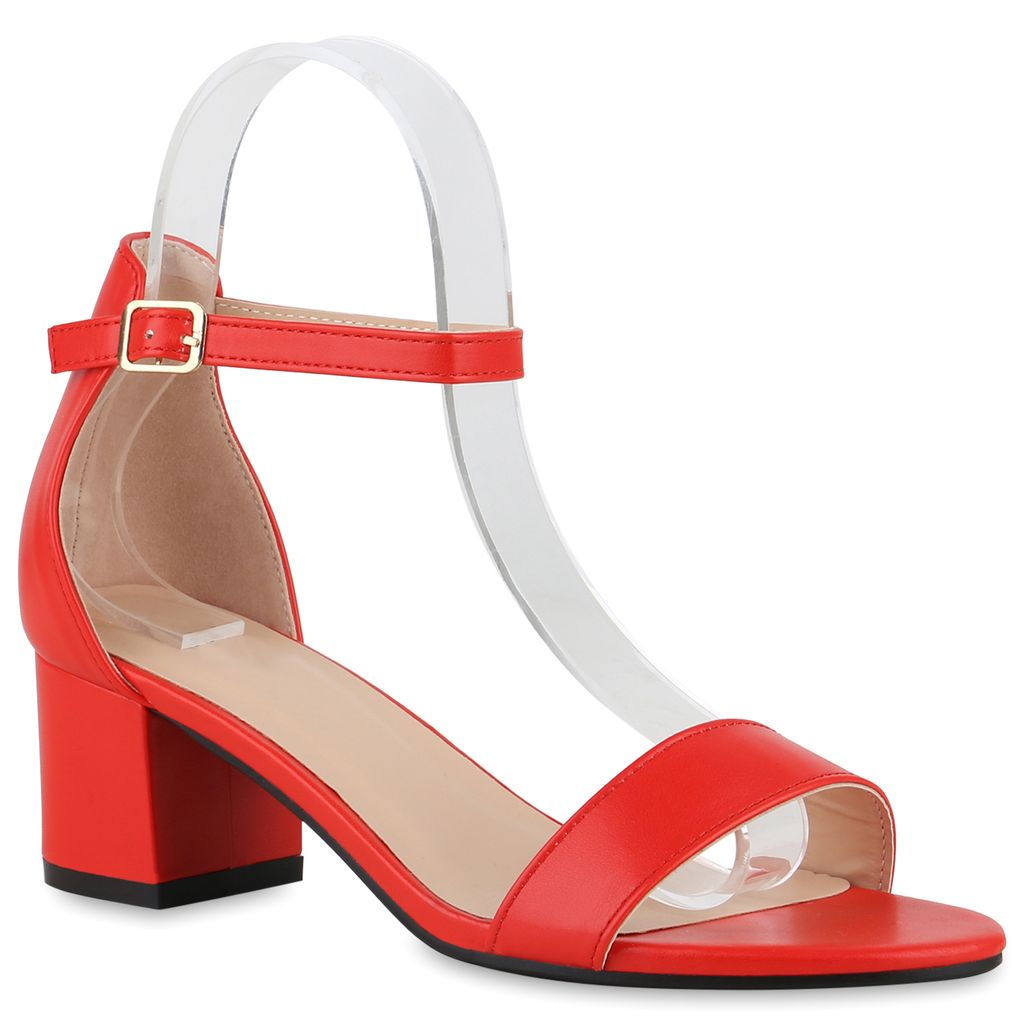 VAN HILL Damen Klassische Sandaletten Blockabsatz Schuhe 840130, Farbe: Rot, Größe: 37