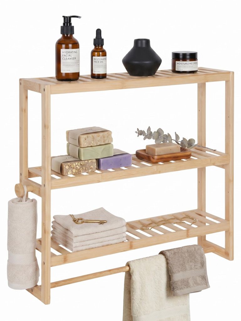 Relaxdays: mensola da bagno a muro, A x L x P: 54 x 60 x 15 Immagine del prodotto 