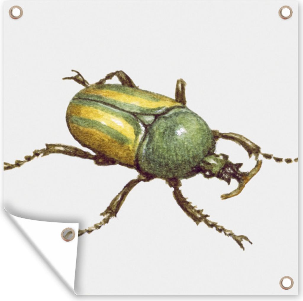 MuchoWow 50x50 cm Outdoor-Poster Gartendeko Sichtschutz Garten Poster für den Garten Käfer - Insekten - Aquarell