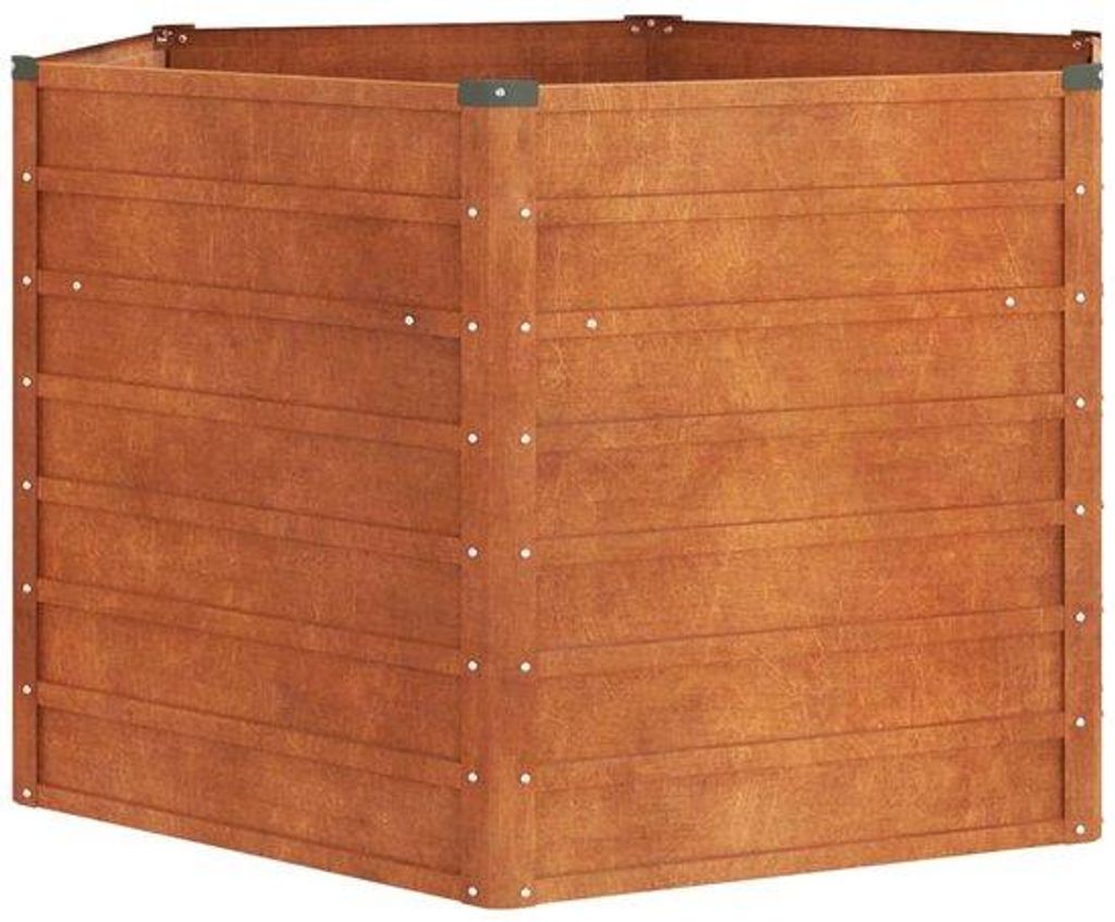 Cortenstaal-Planter - 129x129x77 cm - Zeshoekig - Industrieel Design - Moestuinbak mit offener Boden