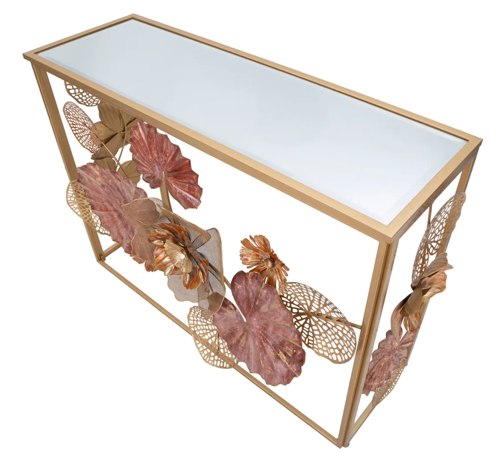 FURNLUX Table console or rouge 114cm - Meuble d'entrée chic et luxe - 2