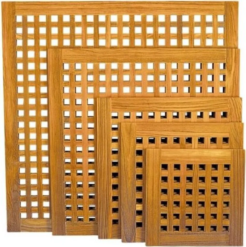 Dalle de douche en teck ARC Marine Block Grid 40x40cm pour pont de bateau