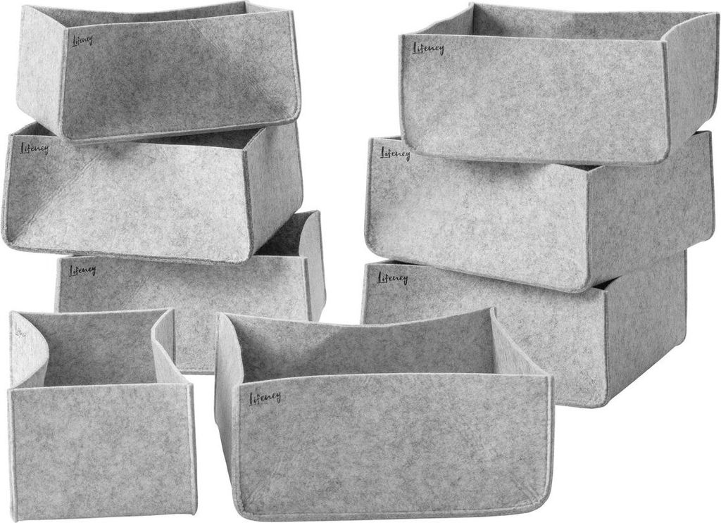 Lifeney Aufbewahrungsbox 8er Set Schrank Organizer aus der Serie Organize your closet Für Stauraum & Ordnung im Kleiderschrank 6x 12x27x25 cm & 2x...