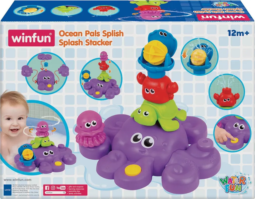 Jouet de Bain Empilable Amis de l'Océan Winfun pour Éveil Bébé