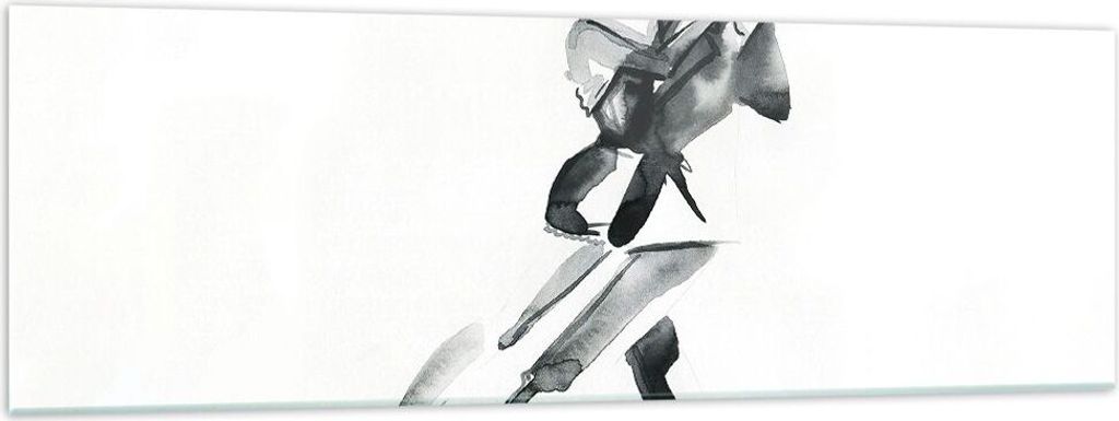 Bilder auf glas - Einteilig - Tango Zeichnen Schwarzweiß - 160x50cm - Glasbilder - Wandbilder - Bilder - Wanddekoration aus Glas - Glas Bilder - W...