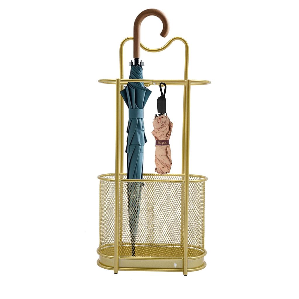 Schirmständer 30*15*60cm Freistehender Metall-Schirmhalter Gold
