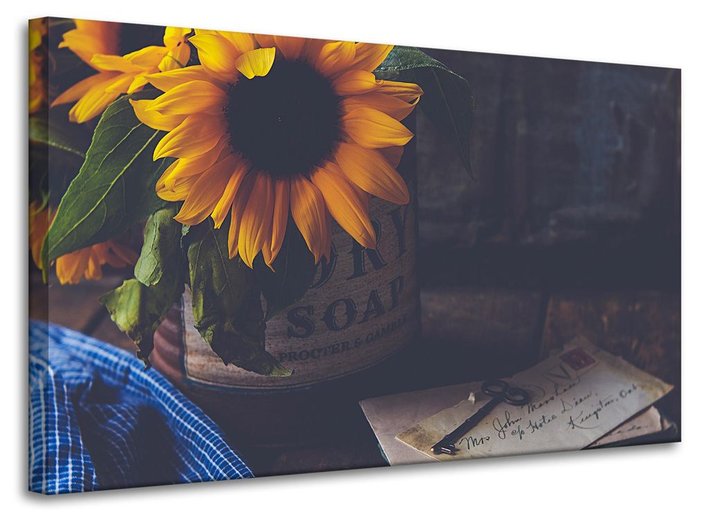 Leinwanddruck Sonnenblumen Vintage 100x60