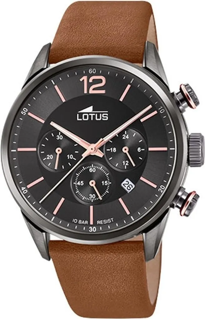 Cronografo Lotus 18687/2 Uomo - Eleganza in Acciaio Nero e Pelle