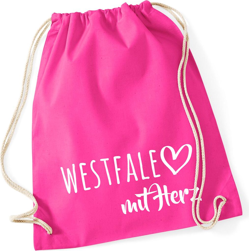 Huuraa Turnbeutel Westfale mit Herz 12 Liter Fuchsia Baumwolle Rucksack Geschenkidee