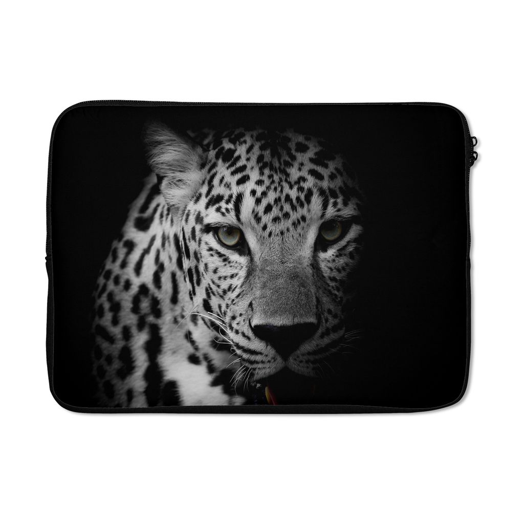 MuchoWow Laptop Hülle 13 Zoll Tiere - Schwarz - Weiß - Panther - Porträt Laptoptasche - Laptophülle - Sleeve - Rundumschutz