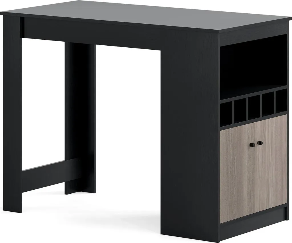 Table de bar noire gain de place : rangement bouteilles et verres inclus