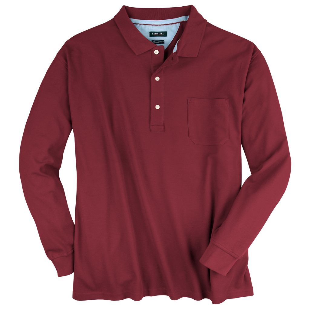 Redfield Übergrößen Langarm-Poloshirt weinrot Harry