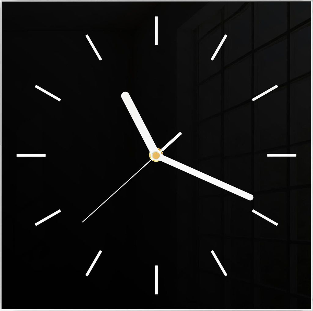Wanduhr aus Glas mit Motiv Schwarzer Hintergrund- 30 x 30 cm - inkl. Aufhängesystem