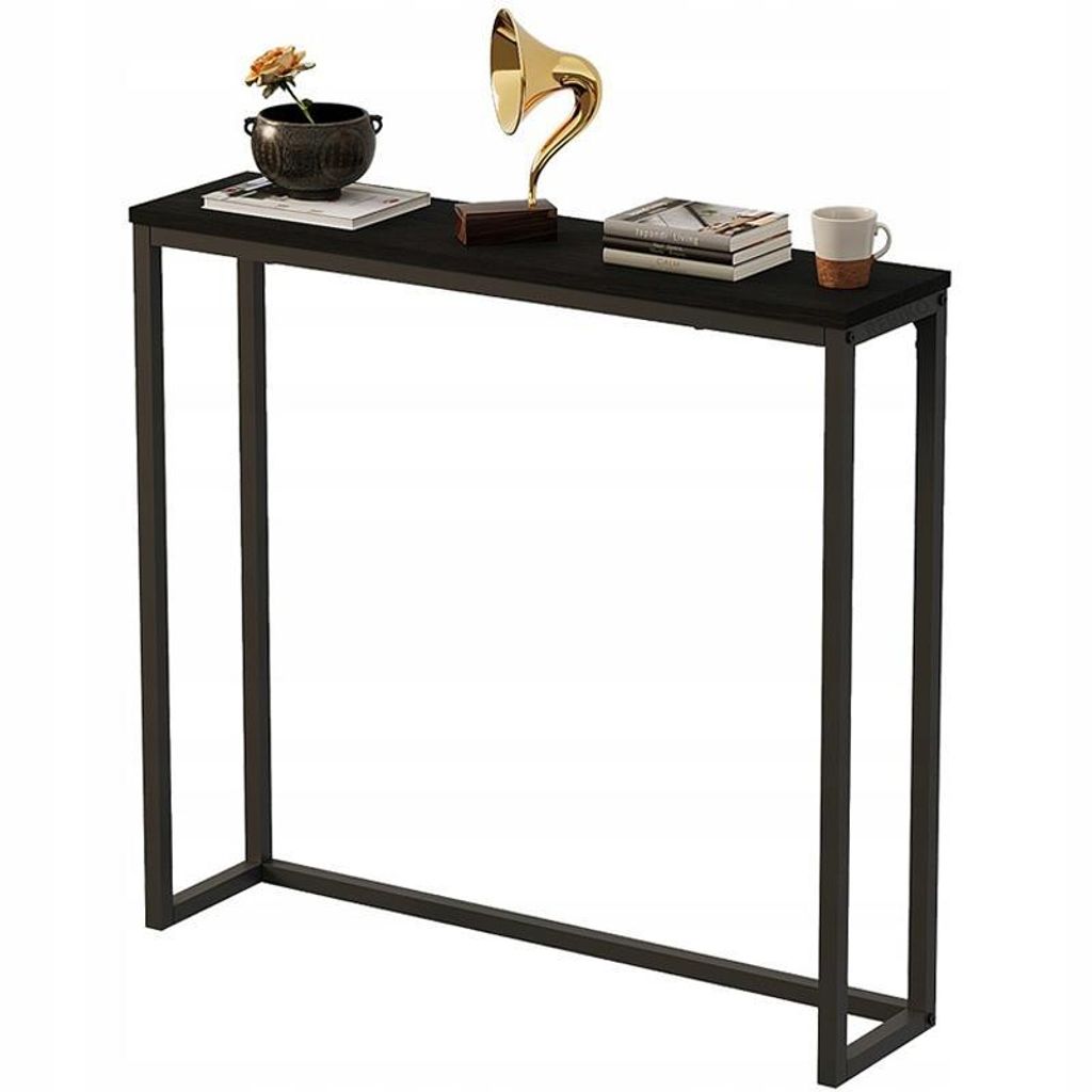 Table d'appoint noire, console d'entrée, spacieuse, haute, Image du produit 