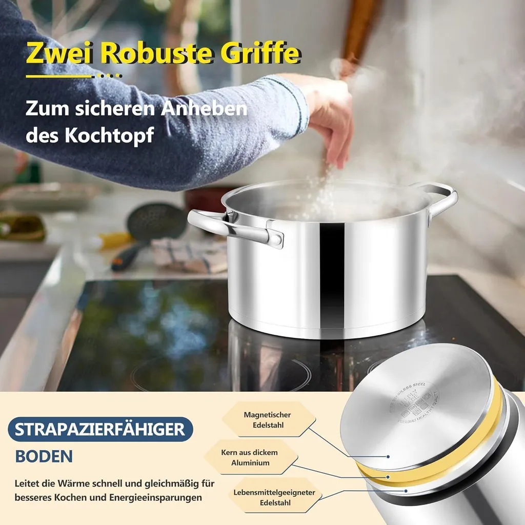 KOPF casseruola a induzione Josie, 20 cm, altezza 13 cm, 3,5 litri, acciaio inossidabile
