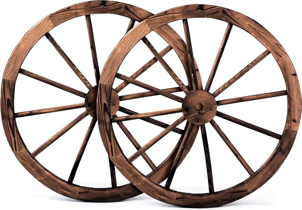 2er Holzrad Dekorad für Garten, Wagenrad Deko Rad, Wagenrad Produktbild 