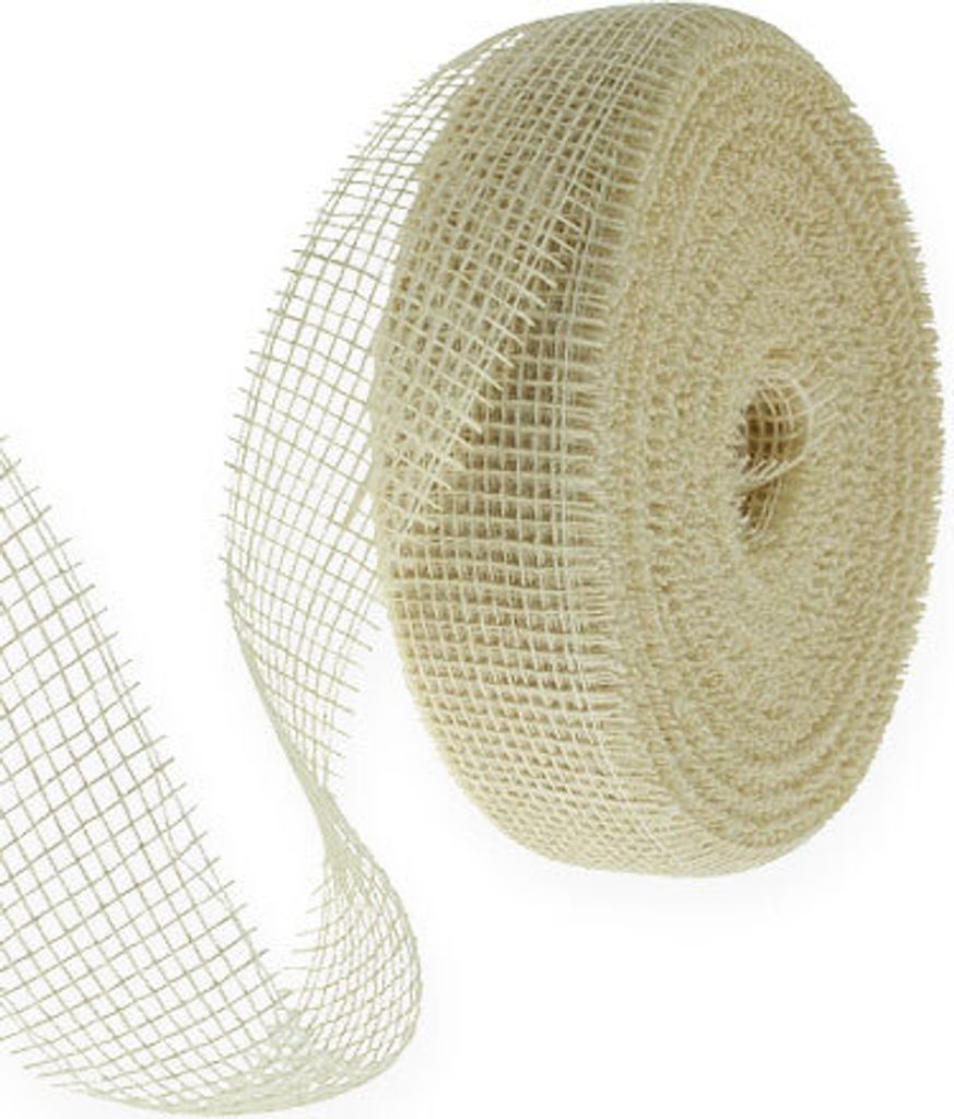 JUTE 5cm Band Juteband Tischband Dekoband 5cm/40m Creme-Weiß