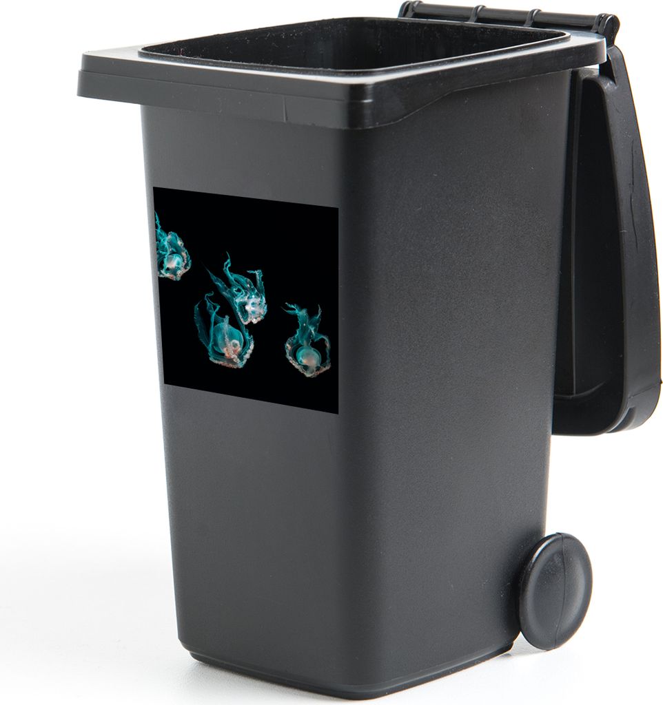 MuchoWow Mülltonnenaufkleber Quallen - Meerestiere - Schwarz 40x40 cm