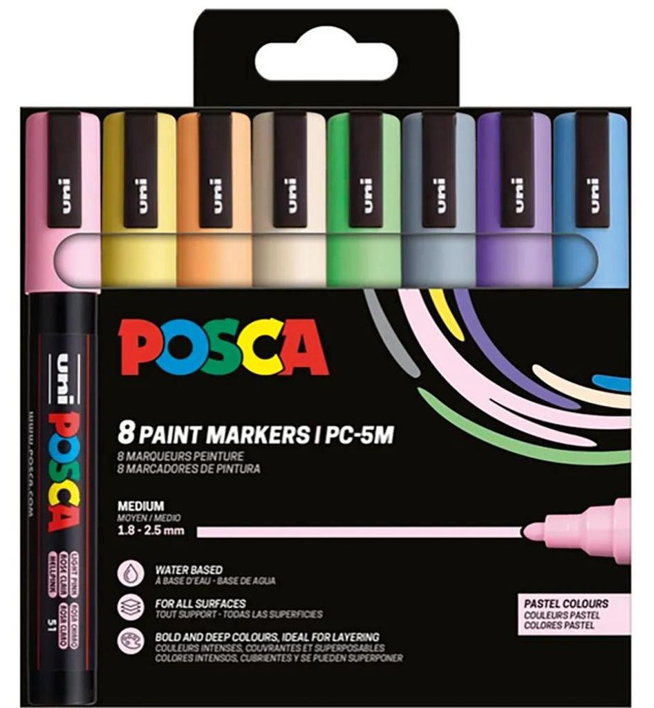 Faber Castell Marker UNI POSCA PC-5M 1,8-2,5 8er Pastell