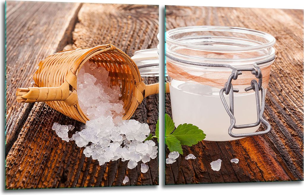 Herdabdeckplatten 2x40x52 Glaskeramikkochfeld 2-Teilig Glas Spritzschutz Salz