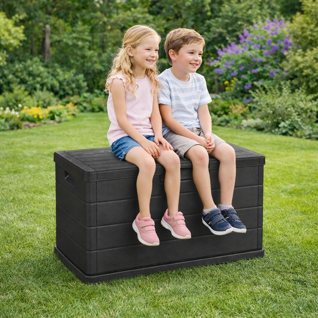 Auflagenbox Kissenbox Sitzbank Kunststoff Anthrazit 170L
