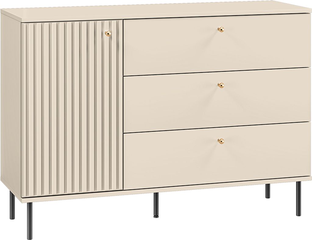 Buffet Nova mit 3 Schubladen und 1 Tür, Beige, 120cm