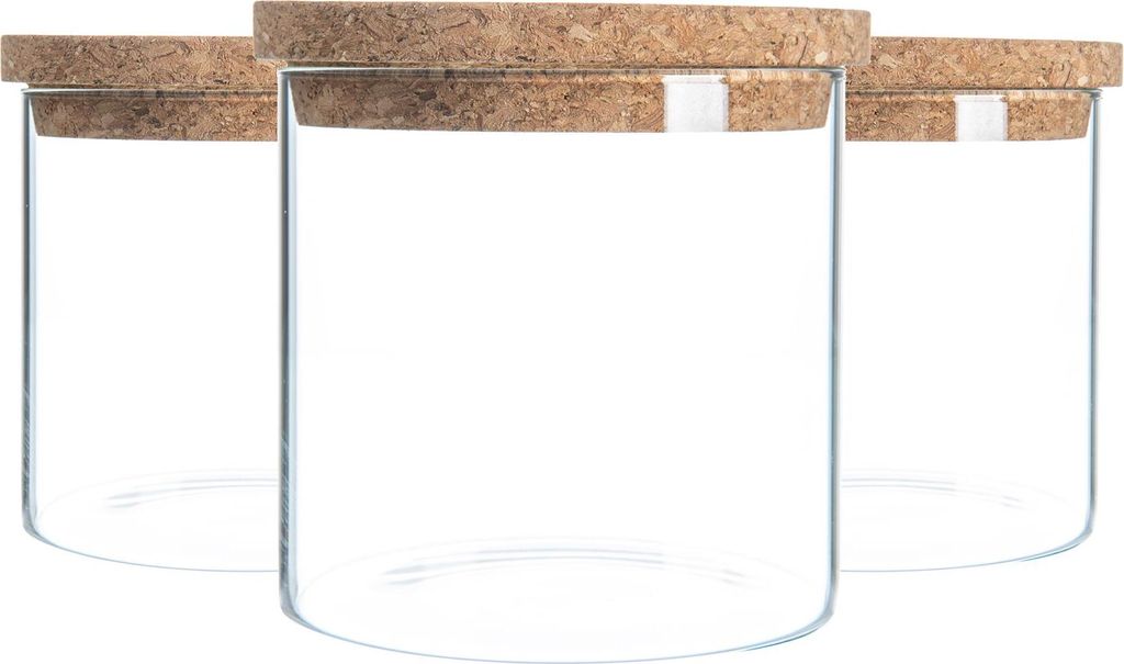 Argon Ta Glas Vorratsgläser mit Korken Lids - Moderne Moderne Küche Lebensmittel Speicherbehälter - 550ml - Packung mit 3