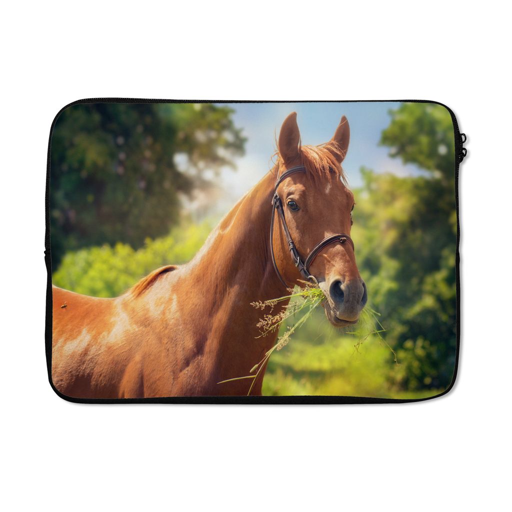 MuchoWow Laptop Hülle 13 Zoll Pferd - Licht - Porträt Laptoptasche - Laptophülle - Sleeve - Rundumschutz
