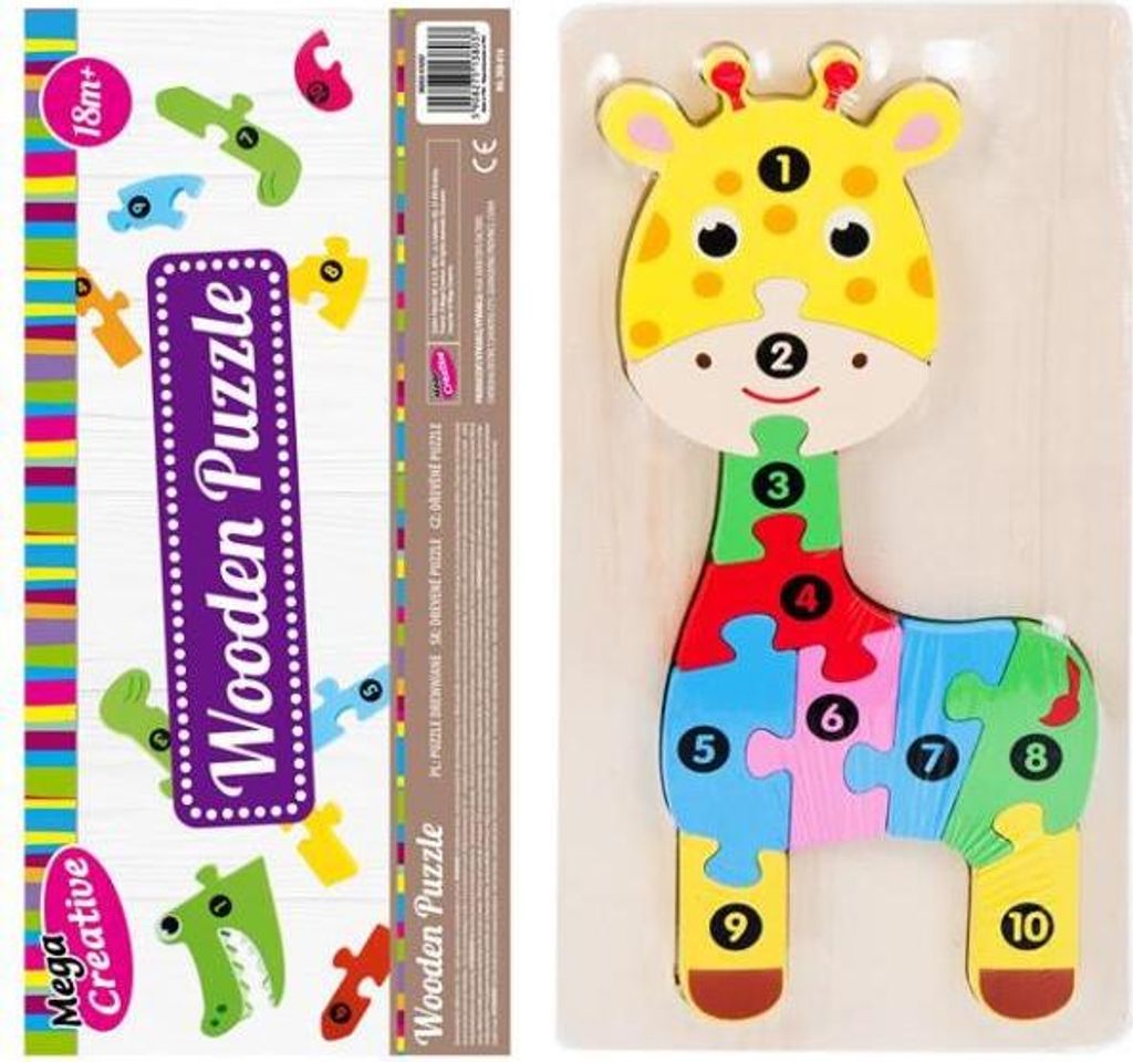 Mega Creative Holz Giraffe 10el Puzzle 14x30 cm Holzrätsel MC