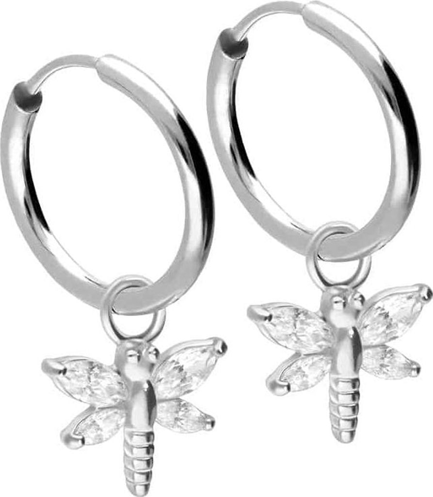 Chirurgenstahl Ohrclicker Creolen LIBELLE Silber Innendurchmesser: 12mm + Designstärke: 1,6mm