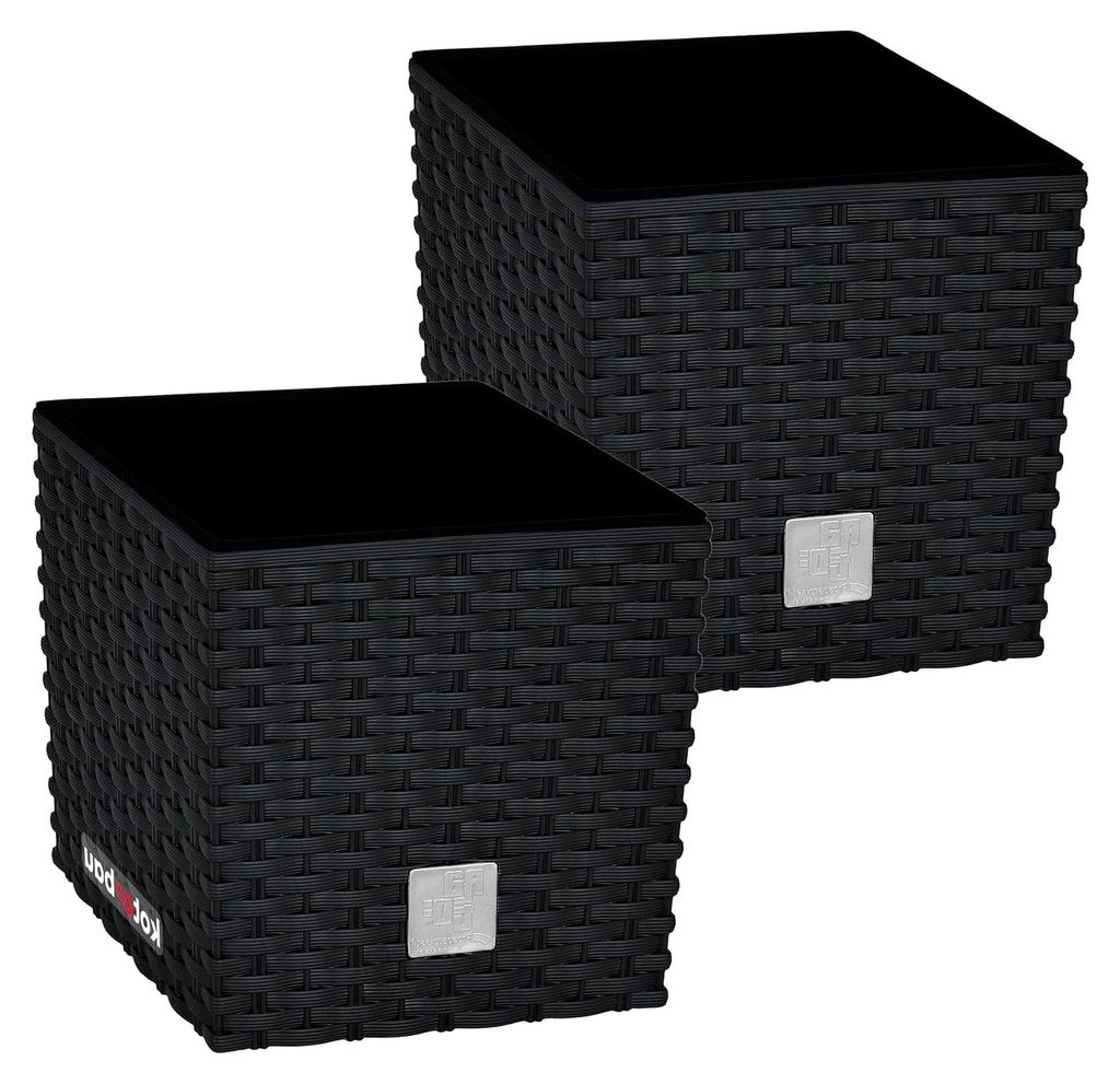 2er Set Blumentöpfe 9,8 L Höhe: 23 cm Anthrazit Pflanzentopf aus Kunststoff Übertopf mit Innentopf