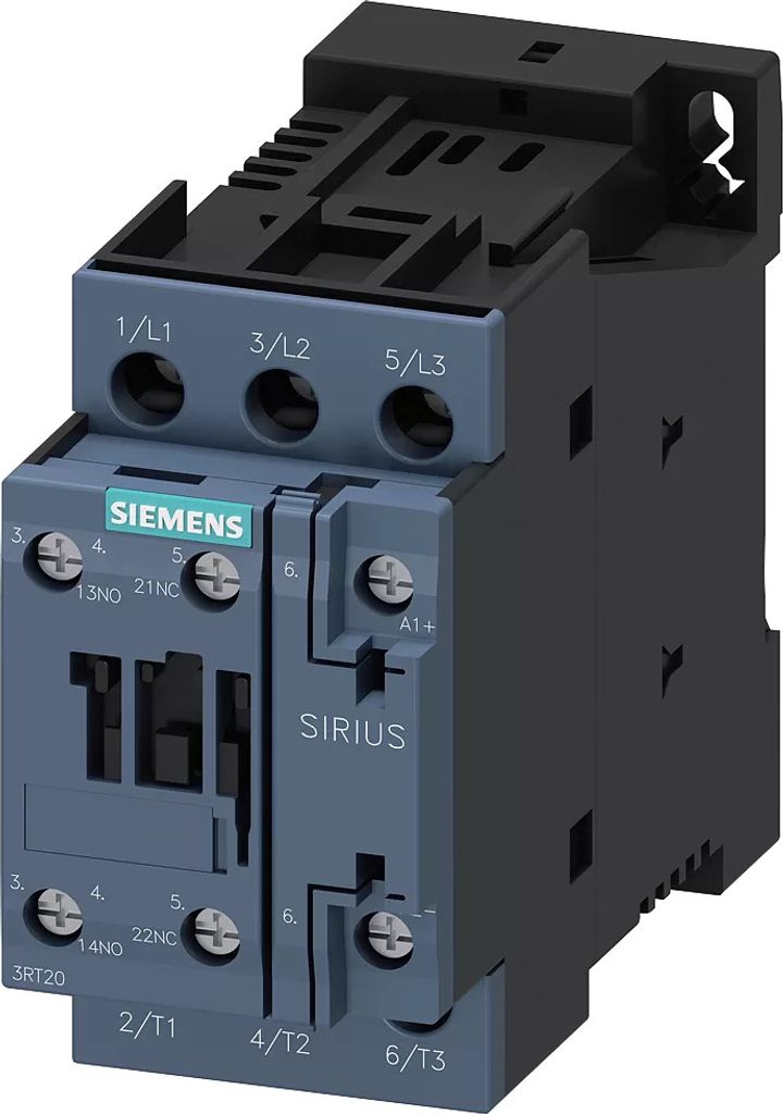Siemens Schütz, AC-3e, 25 A/11 kW/400V, 3-polig, DC 24V, 1S+1Ö, Schraubanschluss 3RT20261DB40