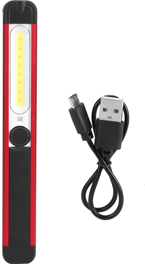 Tragbare, hochhelle LED-COB-Taschenlampe mit magnetischer Taschenlampe für den Außenbereich, wiederaufladbar über USB, weißes rotes Licht (wei...