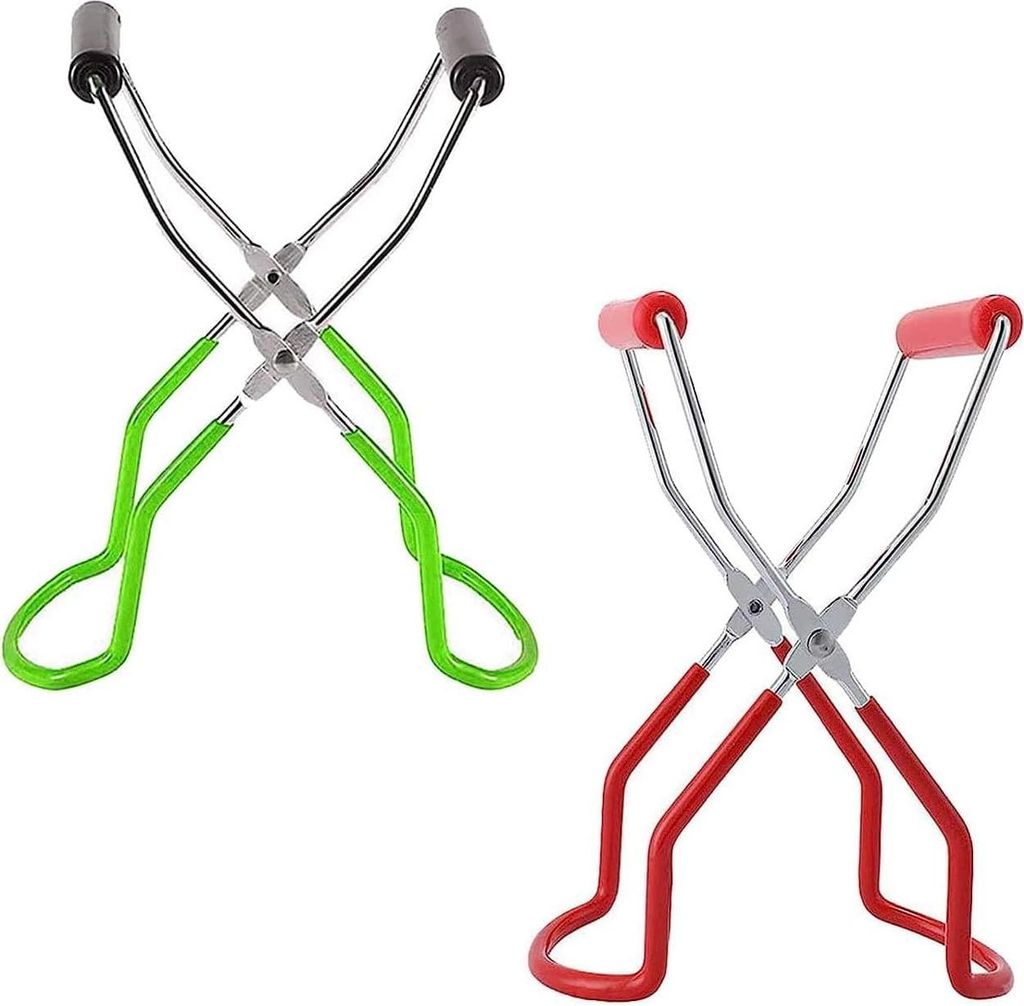 LATRAT 2 x Einmachgläser, Glasheber, Einmachzangenset, rutschfeste Griffe, rot, grün