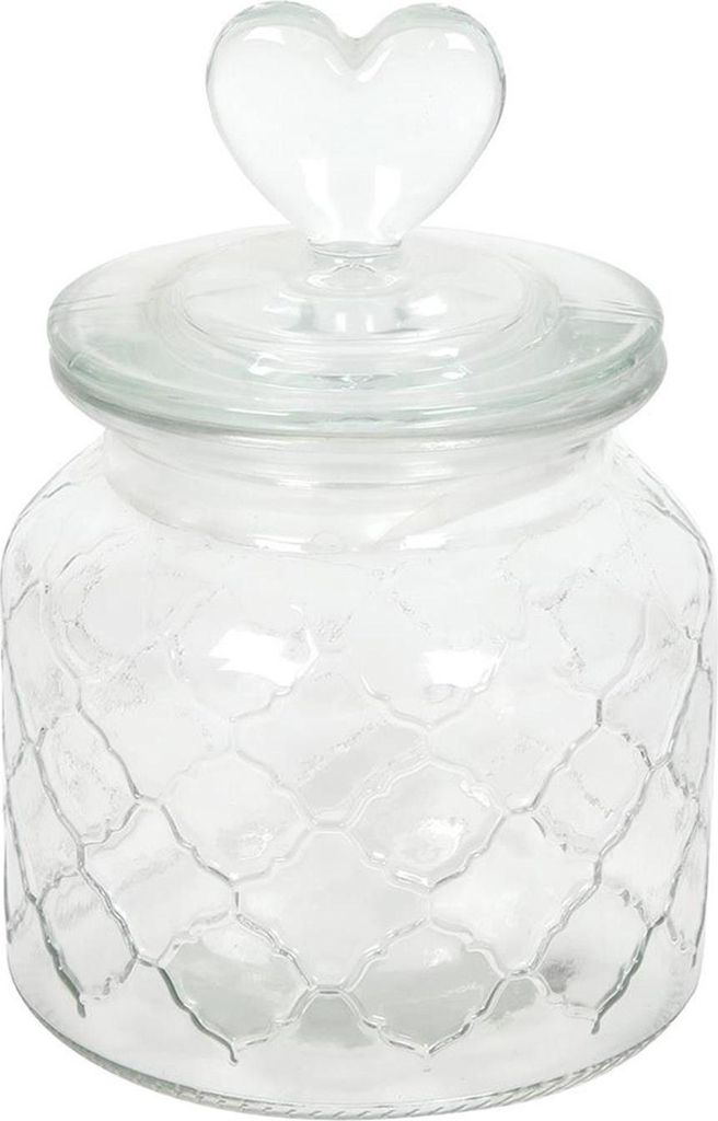 Voorraadpot glas hart 10,5x17cm