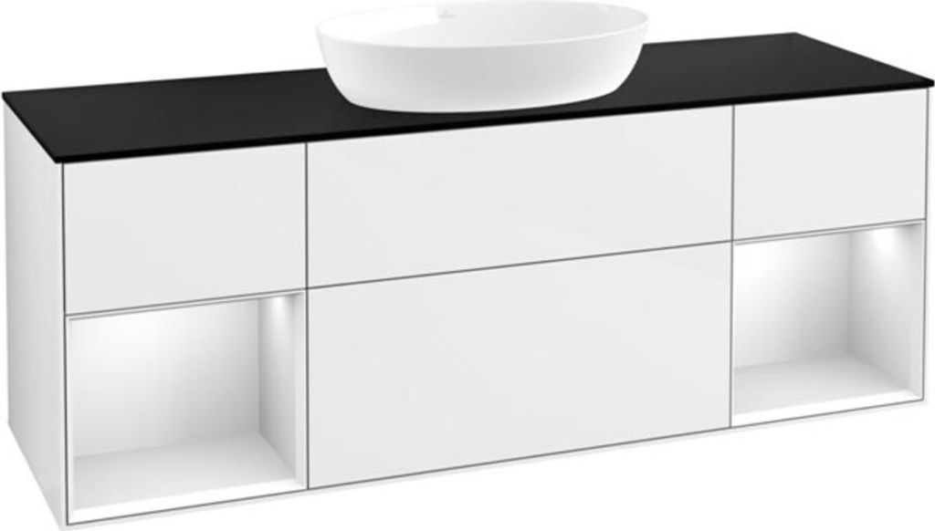 V&B Waschtischunterschrank Wandbeleuchtung Finion 160cm, Pl b m, Rg wh. m Lac, glo wh. Lac