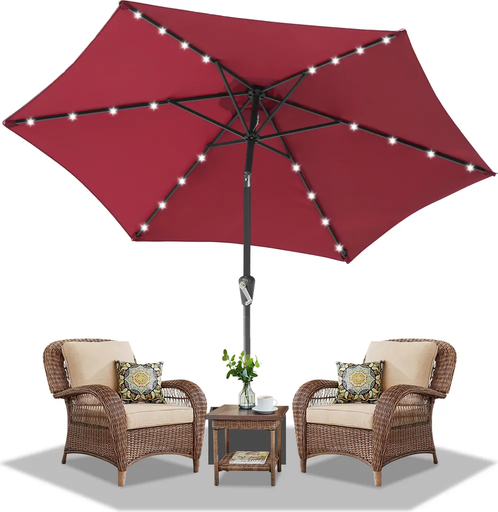 Arredo Giardino: Ombrellone Bettizia 2,7m con LED e Manovella Rosso
