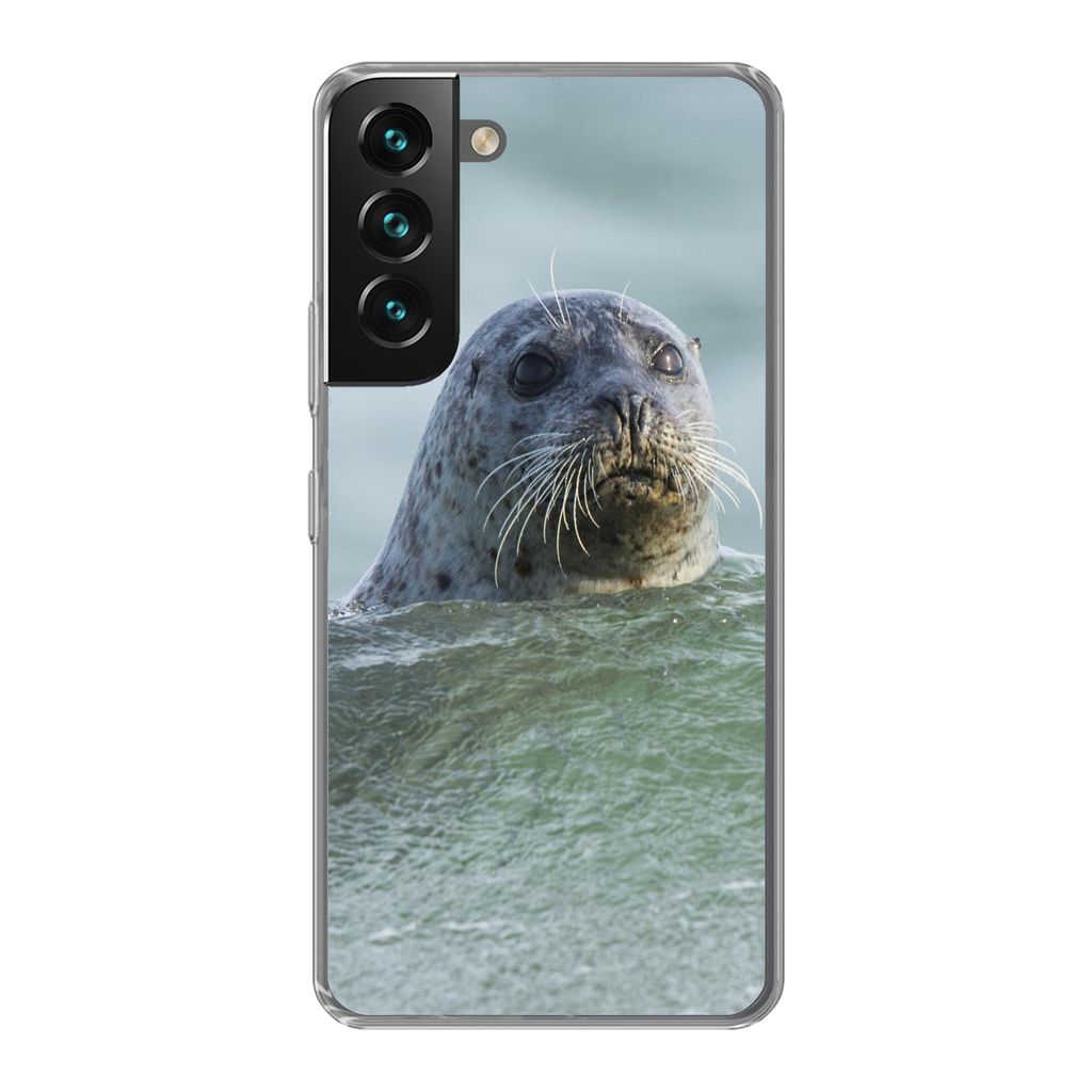 MuchoWow Handyhülle Schutzhülle Hülle für Samsung Galaxy S22 Plus Nordsee - Seehund - Wasser Silikon Softcase Handy Hülle - Schutzabdeckung
