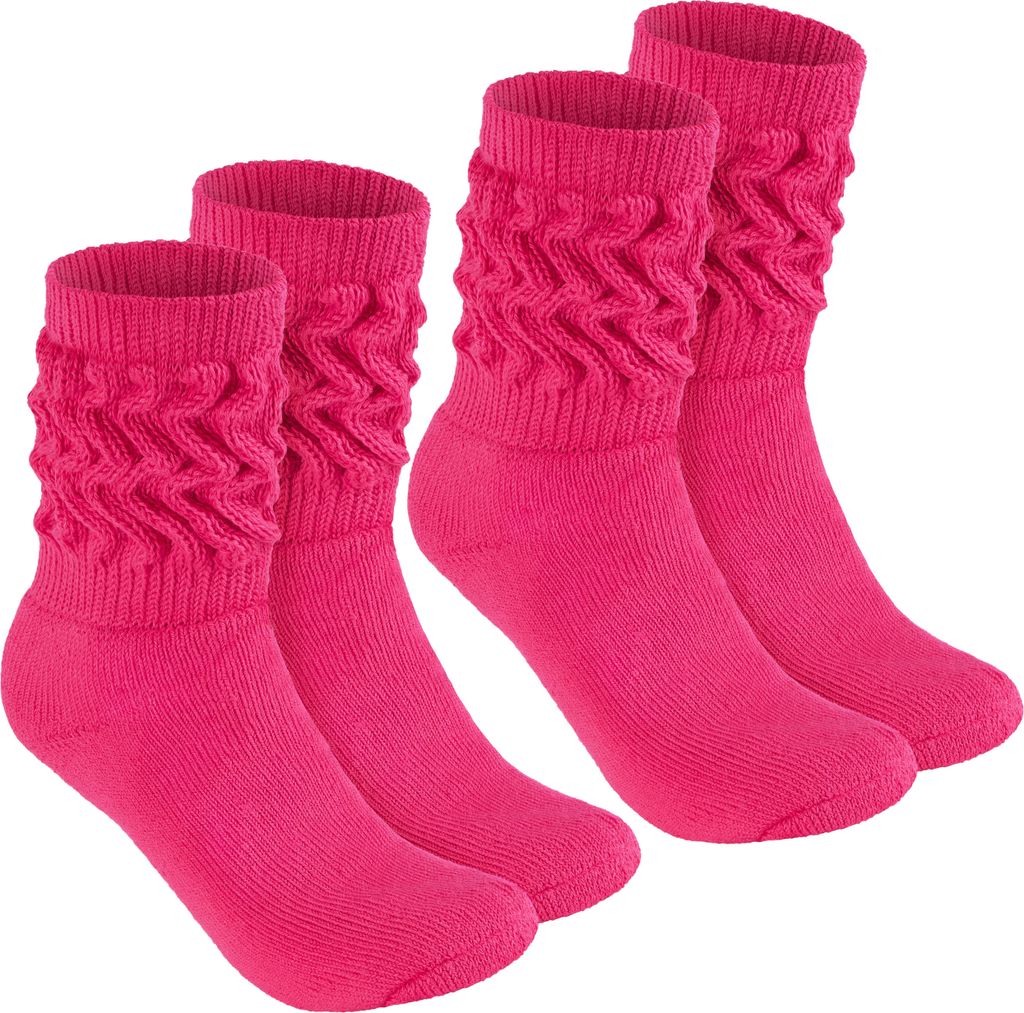 BRUBAKER Slouch Socken - Damen Schoppersocken für Fitness, Yoga und Workout - Sportsocken für Frauen, Pink, Größe 35-38, 2 Paar