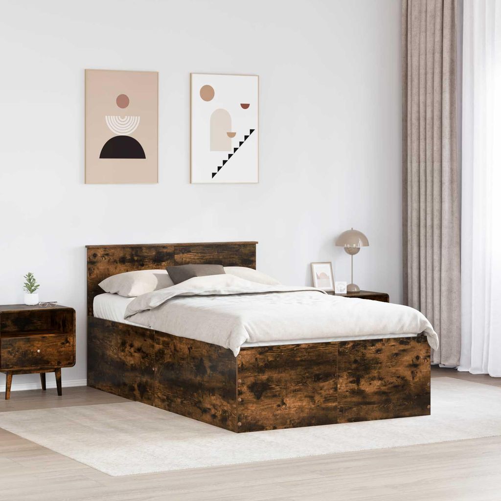 "Winter Sale" Bettrahmen Geräucherte Eiche 120 x 200cm Holzwerkstoff - clorisNeu493115 - Klassische BettenJugendbett Tagesbett