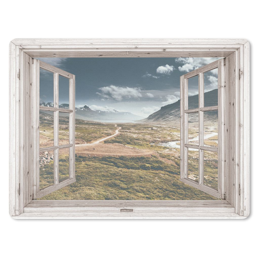 MuchoWow Mauspad Mousepad Durchblick - Berge - Holz 23x19 cm - Mousepads - Maus Mat - Pad - Mausunterlage - Schreibtischunterlage - Mauspad