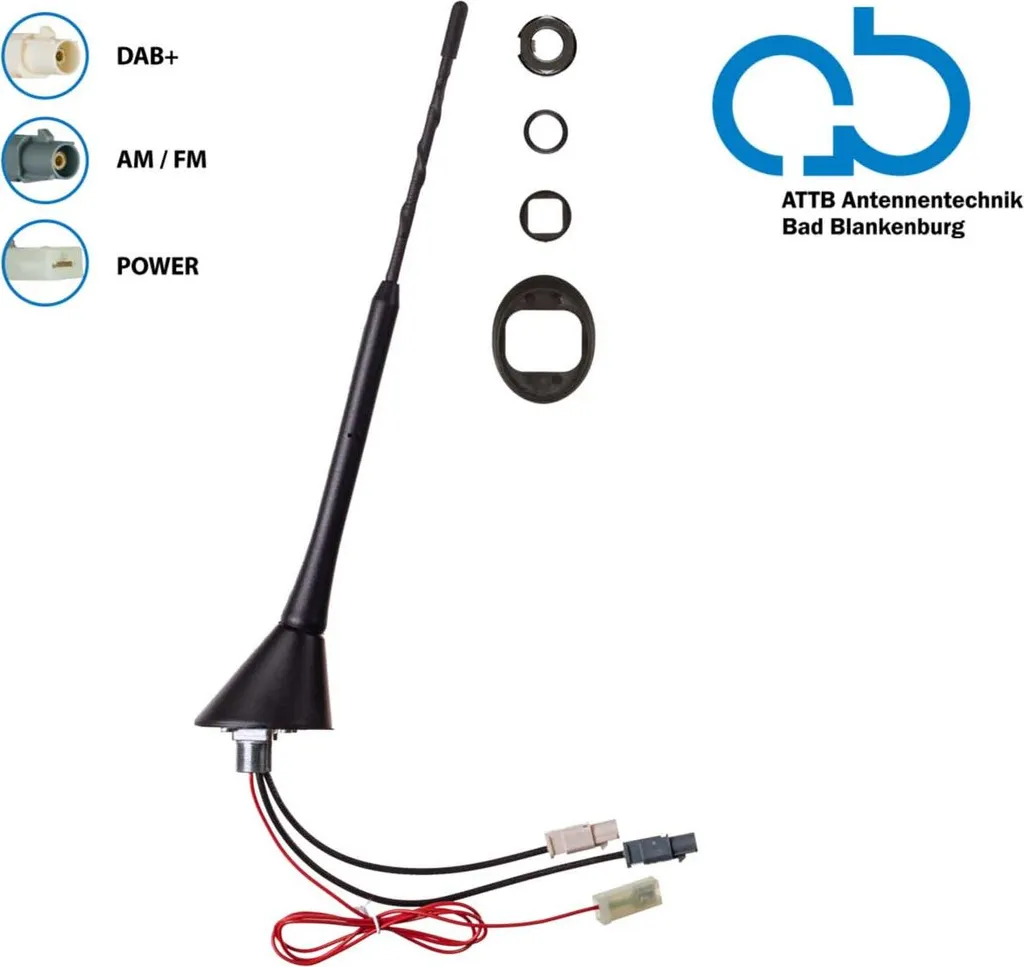 Antenna Auto DAB+ Esterna Attiva 12V | Inclinazione 76° Professionale