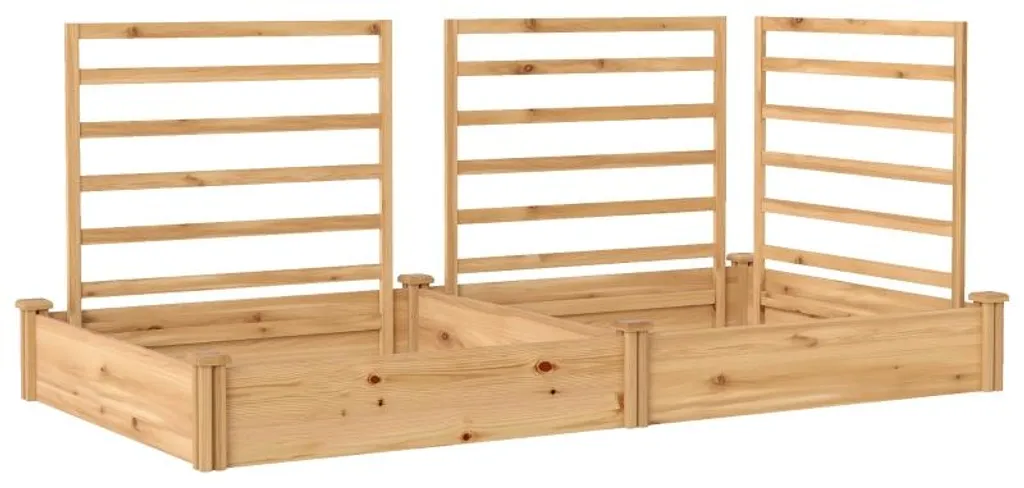 Carré potager surélevé en bois avec espalier et 3 cloisons de culture