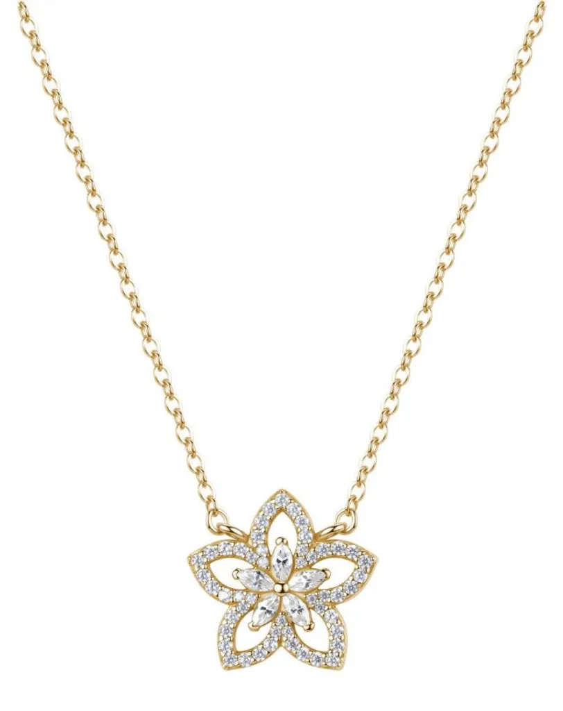 Collier Flower RZGA84 doré scintillant avec zircons cubiques fins