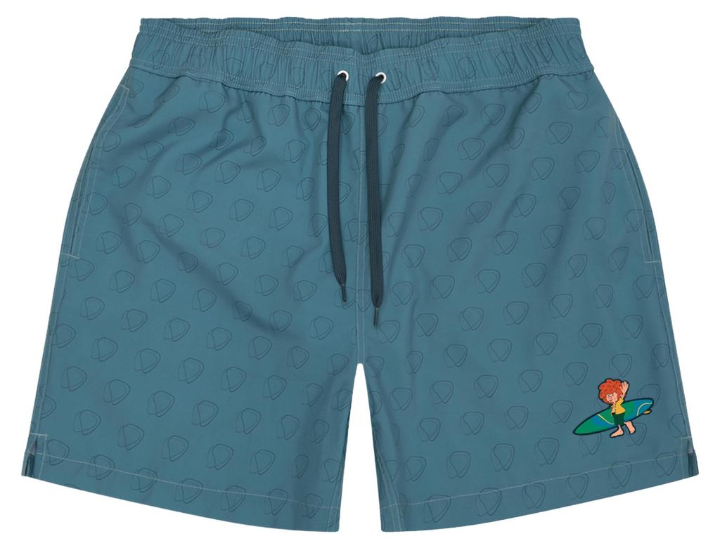 Bavarian Caps Badehose , Pumuckl surft Graublau, L