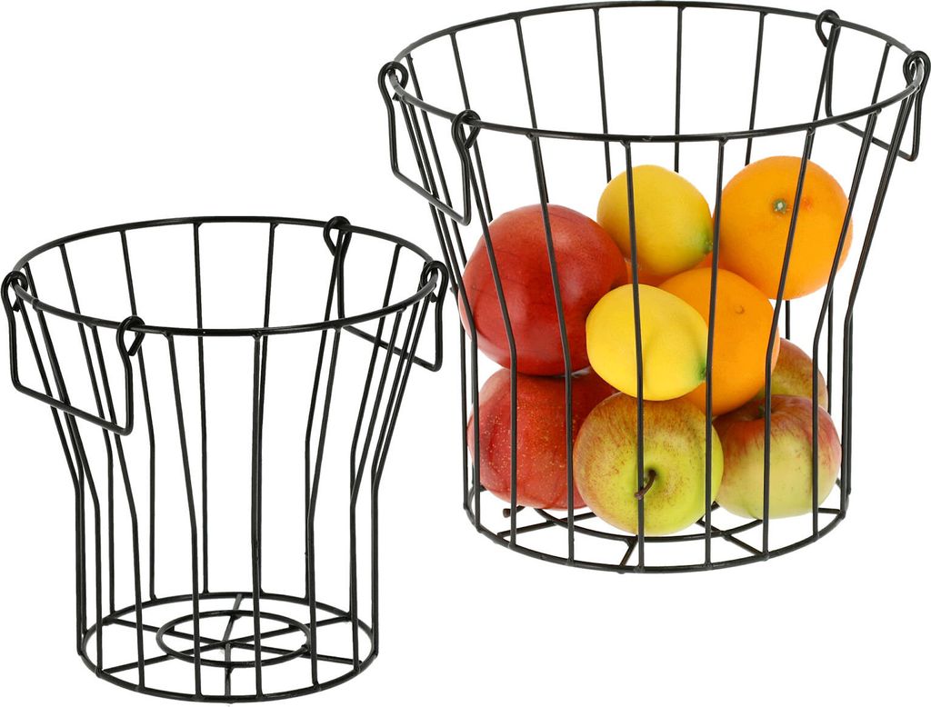 Metallkorb mit Henkel im 2er Set - ca. 27x24 / 21x20