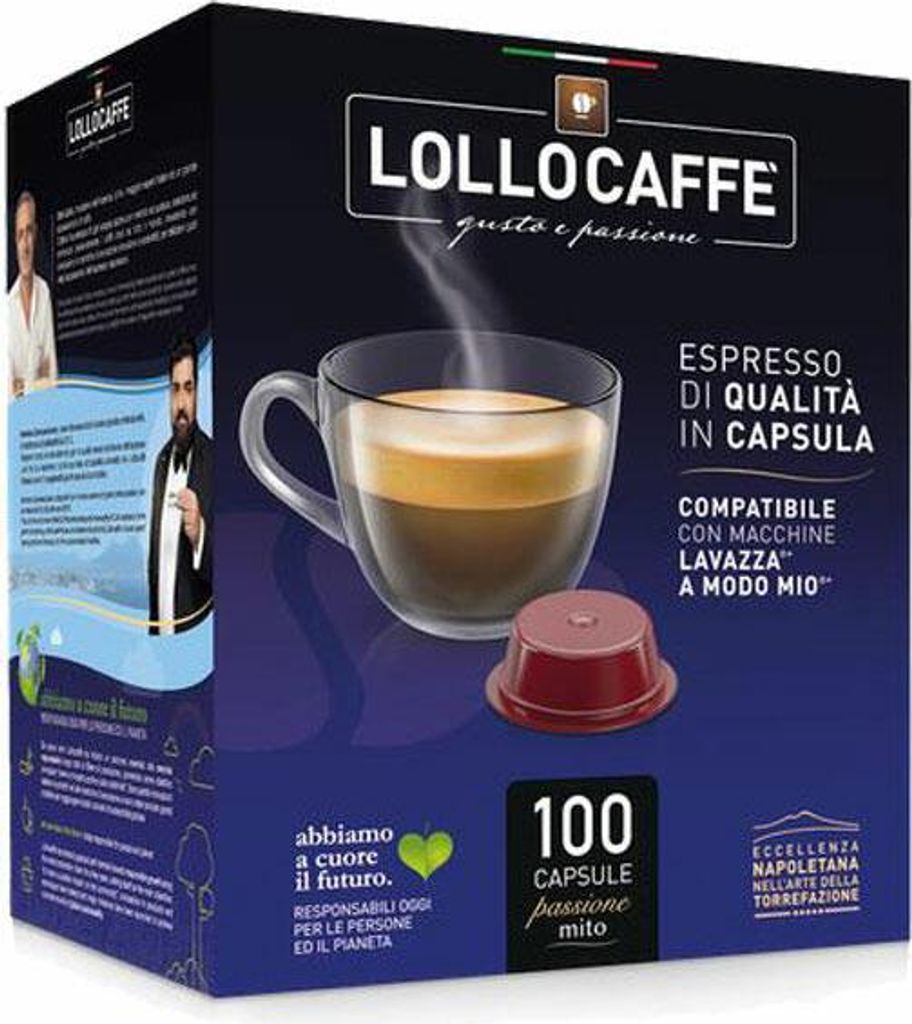 Lollocaffè Kaffeekapseln Espresso Argento, kompatibel mit Lavazza A Modo Mio, 100 Kapseln à 7.5 g