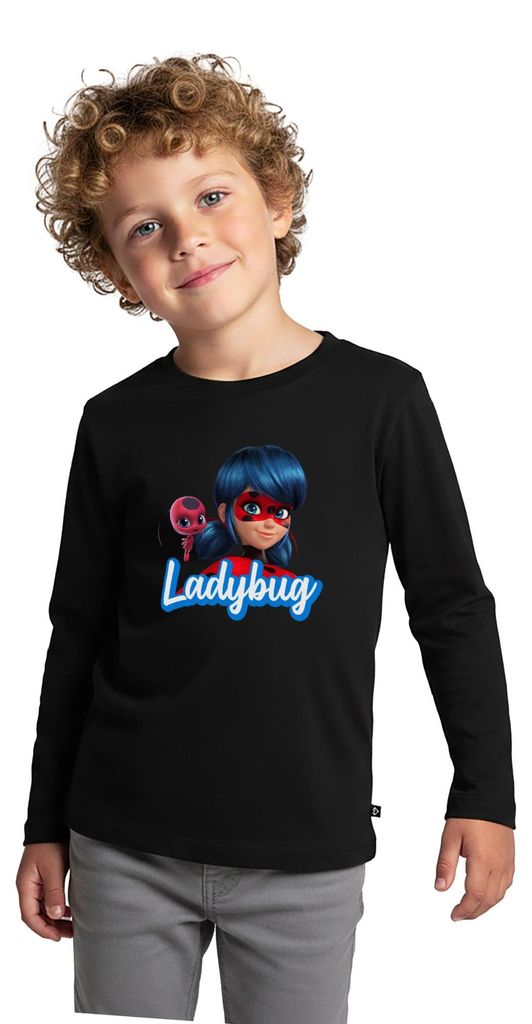 Spreadshirt Miraculous Ladybug Tikki Kinder Premium Langarmshirt, 98/104 (2 Jahre), Schwarz